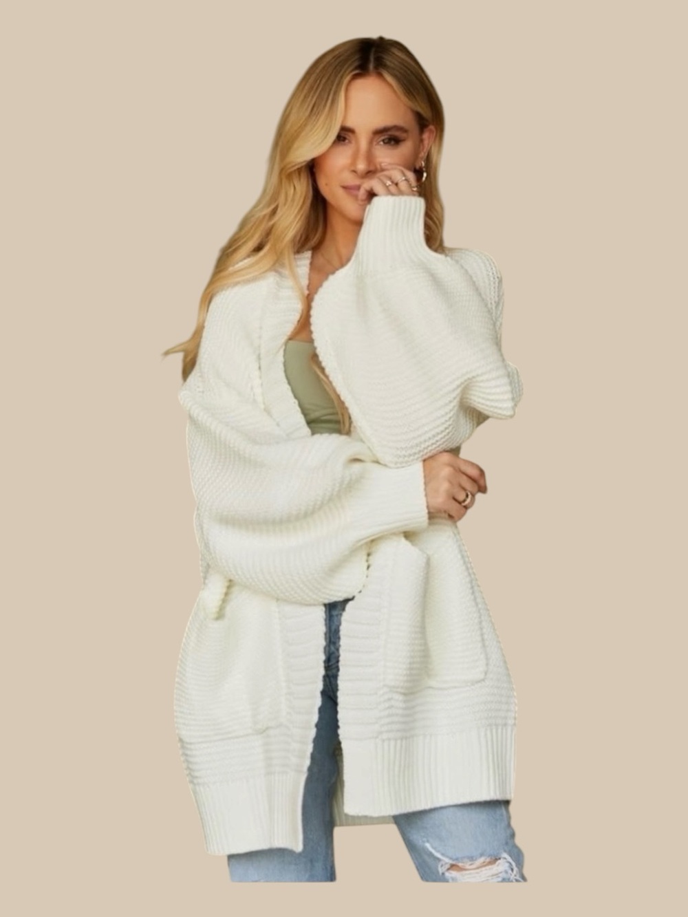 Lani the Label Elegant Cream Knit Cardigan Size M NWT Bloomingdale’s Exclusive